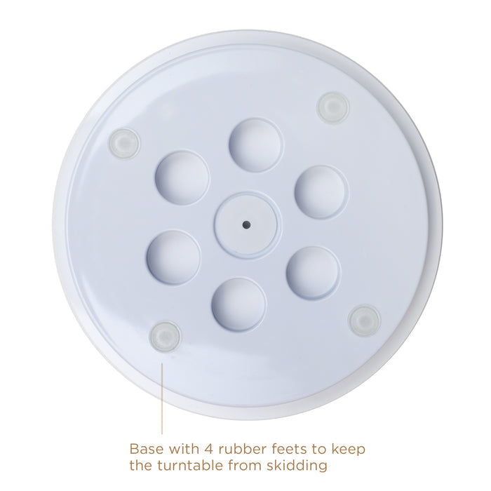 Acrylic Cookie and Cupcake Turntable makes for easy decorating.  Features a 6 inch surface with a smooth non-wobbly spin, and silicone textured surface to cold your cookie in place.  Cookie decorating tool.