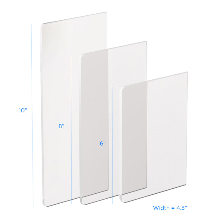 Buttercream Icing Scrapers, great for frosting tall buttercream cakes to achieve smooth and sharp icing edges of you cake.  Professional food safe acrylic.