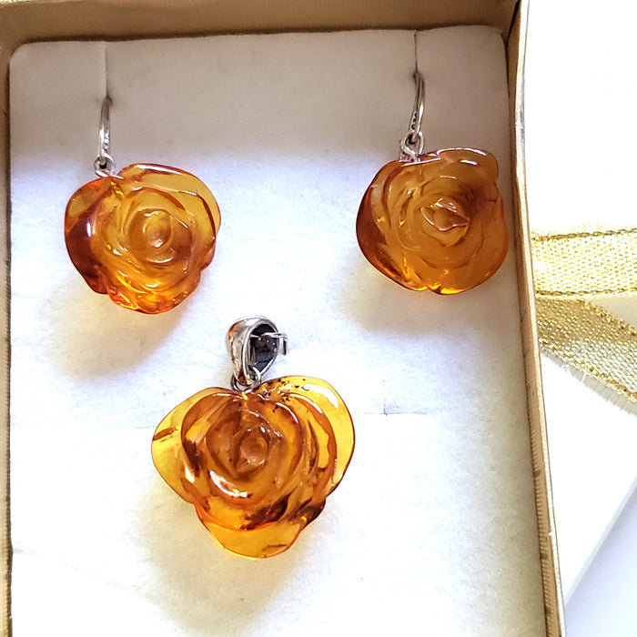amber rose jewelry set in gift box