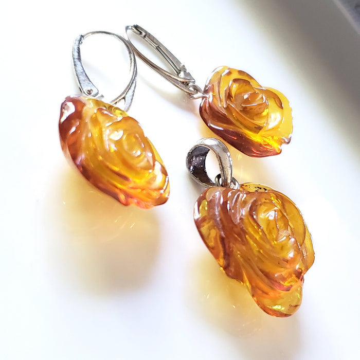 amber rose necklace earrings set