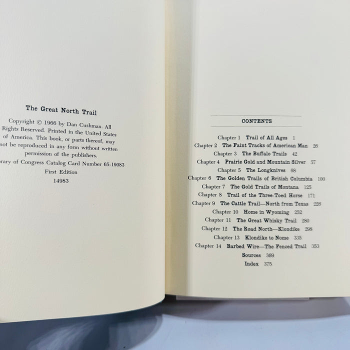 American History & Exploration — The Great North Trail (1966, First Edition) — Dan Cushman | Map Endpapers, Trails History