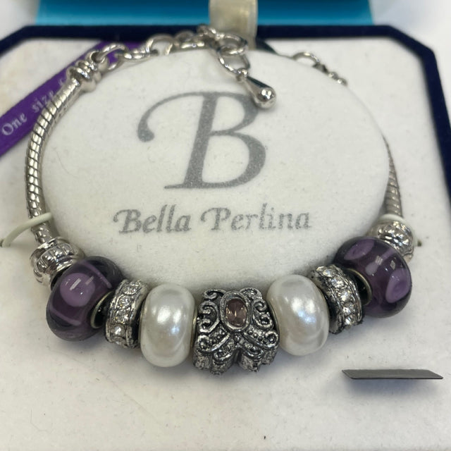 Bella Perlina Silver-Purple Pearl Bracelet