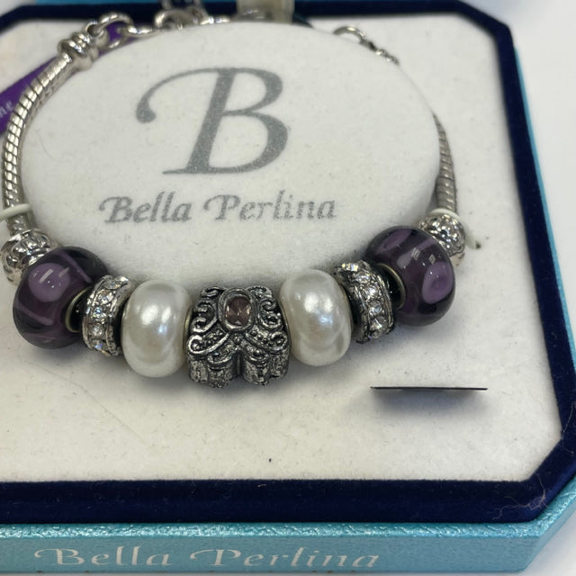 Bella Perlina Silver-Purple Pearl Bracelet