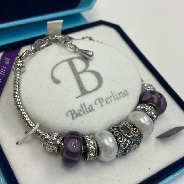 Bella Perlina Silver-Purple Pearl Bracelet