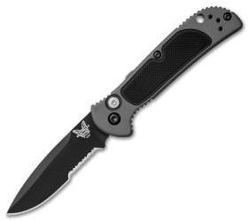 Benchmade 9750SBK Mini Coalition Auto Knife Gray Al/Black G-10 (2.9" Black Serr) - GearBarrel.com