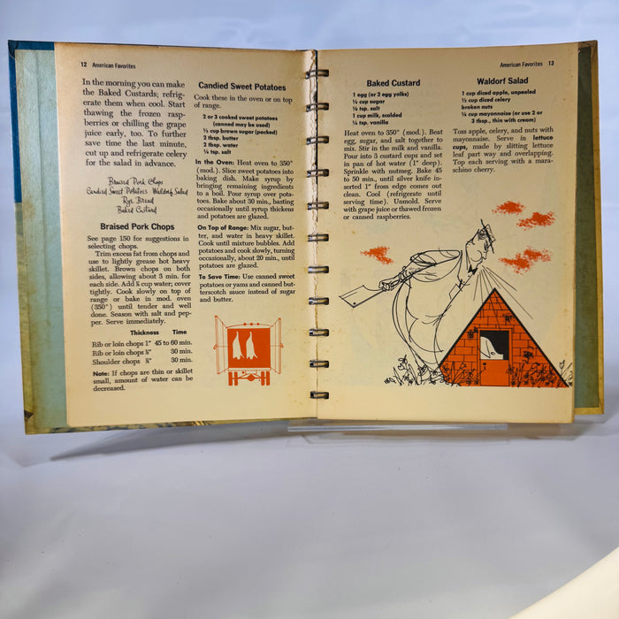 Betty Crocker's Dinner for Two Cook Book by General Mills (1958), Illustrated by Charles Harper, Simon and Schuster, First Edition, Hardcover with Metal Spiral Binding