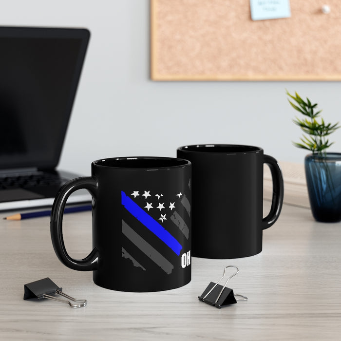 Black mug 11oz - Ohio Blue Line