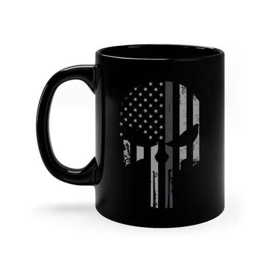 Black mug 11oz - Punisher Thin Silver Line