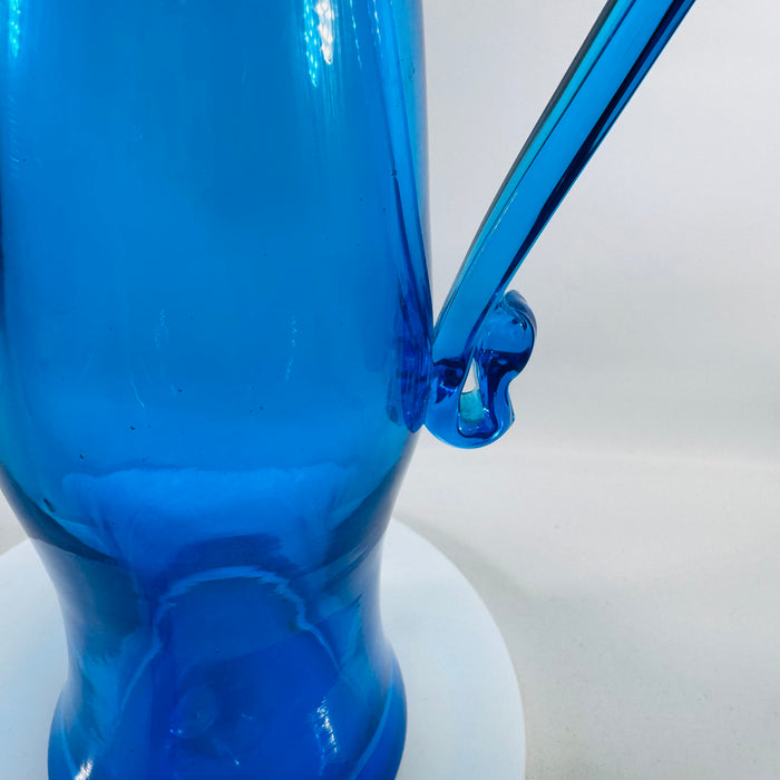 Blenko Hand-Blown Cobalt Blue Art Glass Pitcher (10” x 6”) | Mid-Century Modern