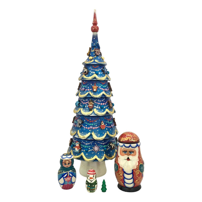 Blue Christmas tree matryoshka
