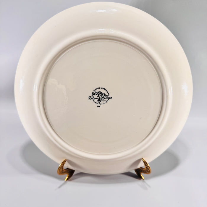 Blue Ridge Fantasia Dinner Plate Hand Painted Southern Potteries Mid Century Leaf Pattern