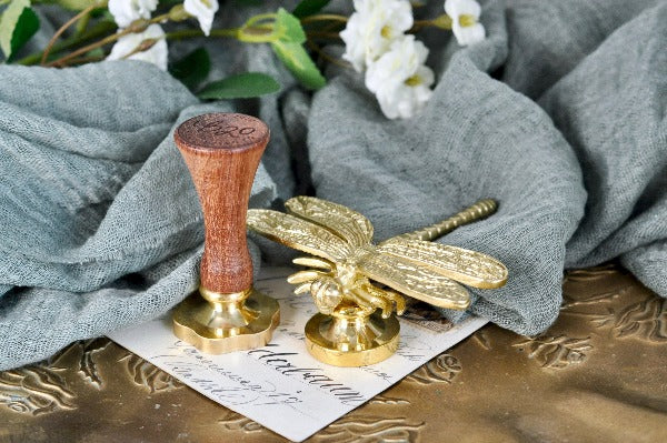 Brass Dragonfly Wax Seal Handle - Backtozero B20 - brass deco, handle, insect