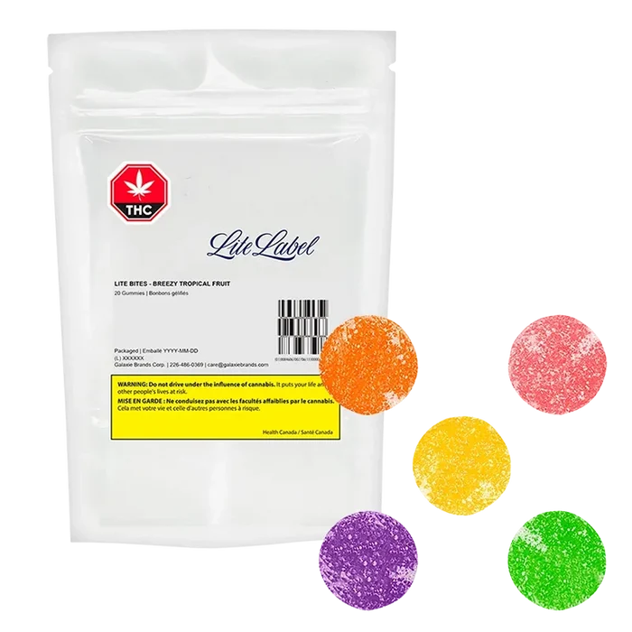 Lite Label Lite Bites 20 pack Breezy Tropical Fruit Gummies Edibles