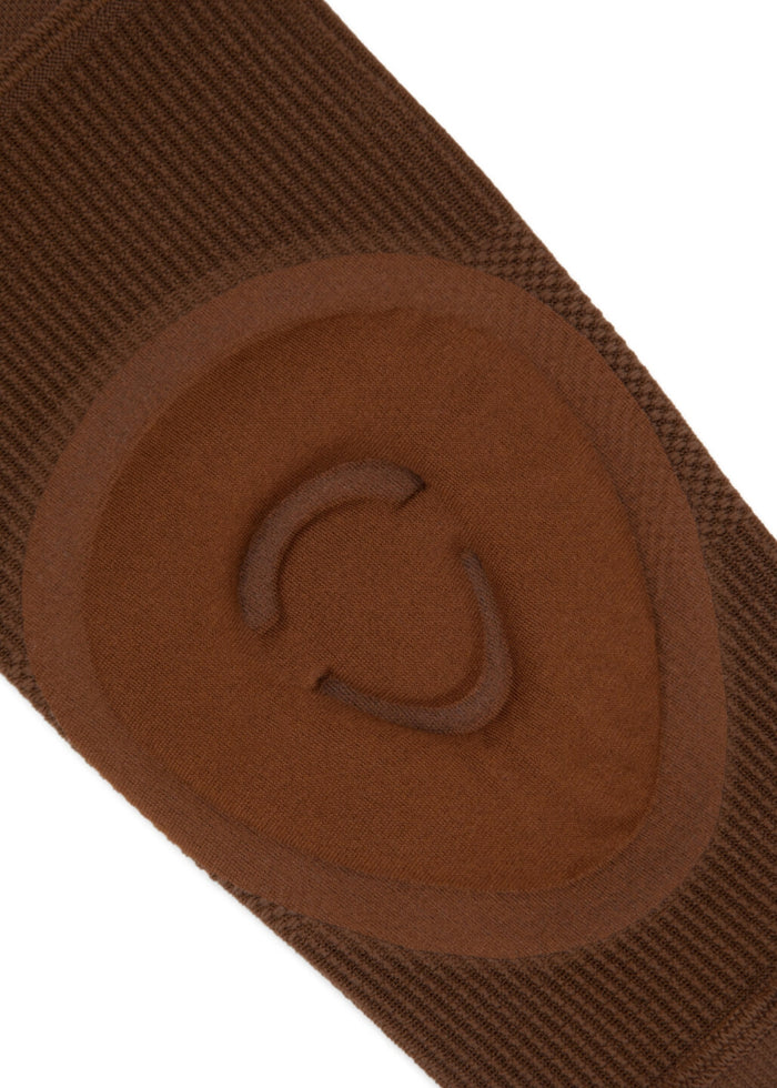 Capezio BH1652 Bunheads Gel Knee Pads for Dancers in Maple (warm-tone brown) with contoured gel padding and breathable antibacterial stretch fabric