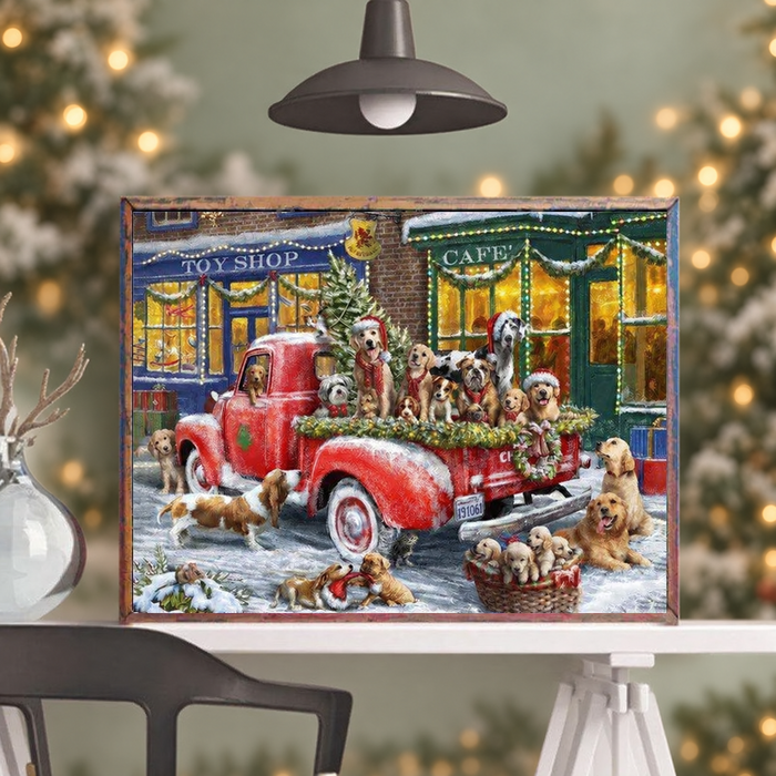 Christmas Dog Diamond Painting Kit - DIY Holiday Wall Art