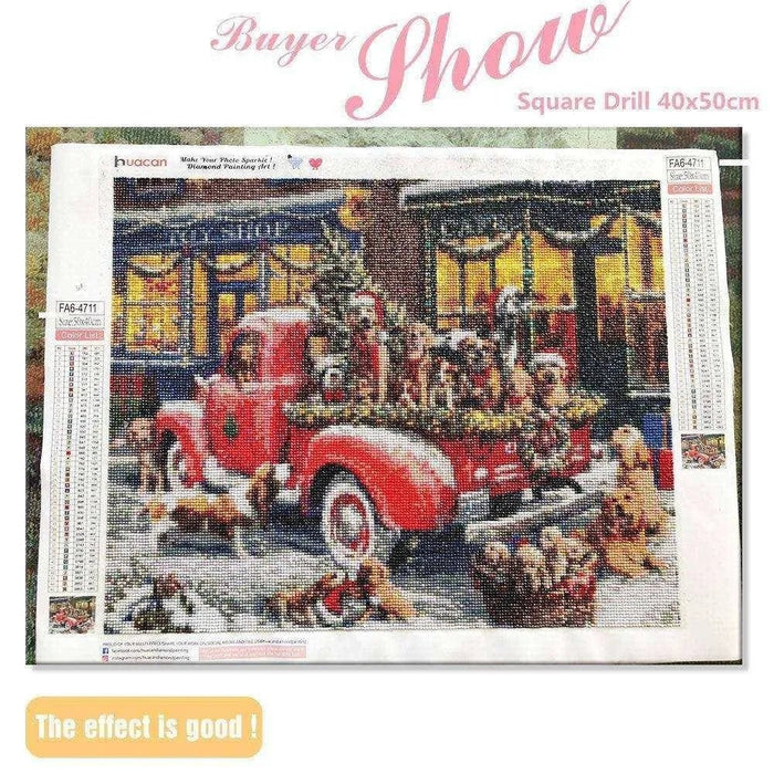 Christmas Dog Diamond Painting Kit - Vibrant Holiday Wall Art - DiyCraftsProject