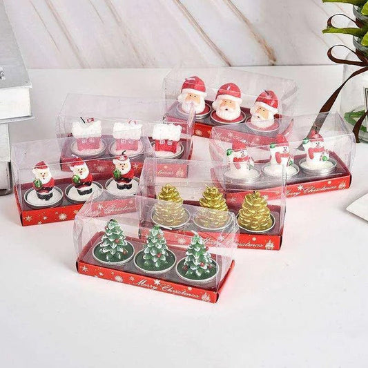 Christmas Laser Cut Craft Gift Candles - Set of 3 Candles [14 x 6 x 9 cm] - DiyCraftsProject
