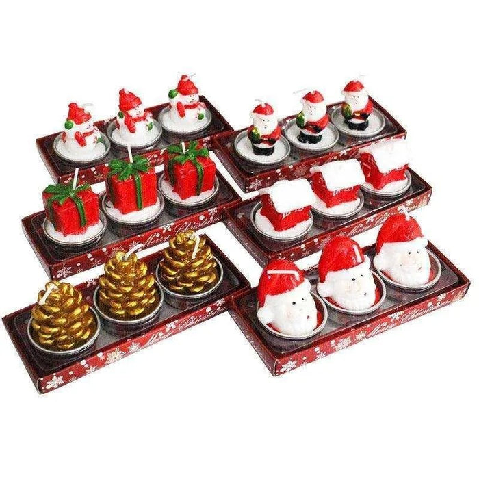 Christmas Laser Cut Craft Gift Candles - Set of 3 Candles [14 x 6 x 9 cm] - DiyCraftsProject