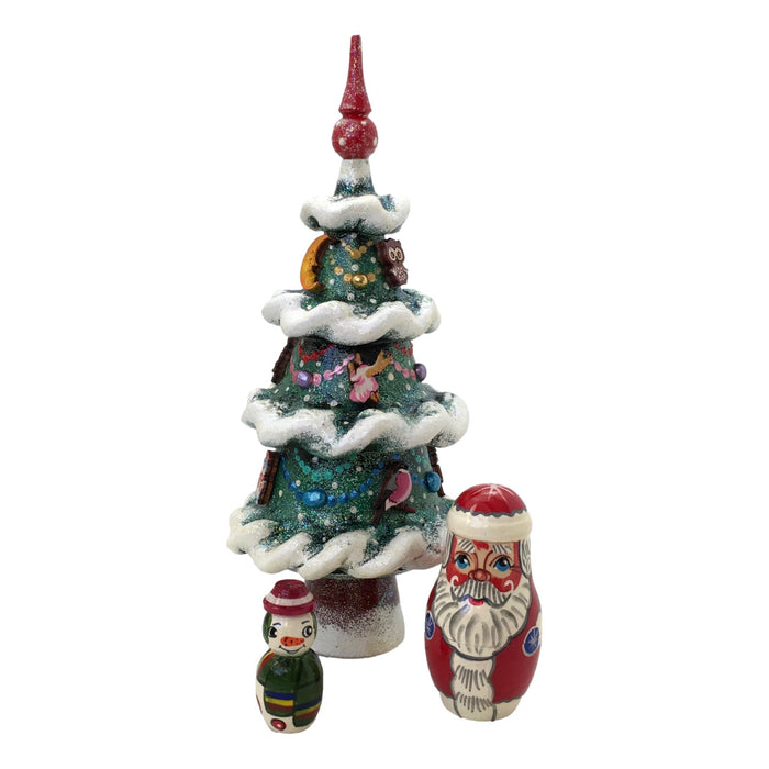 Christmas Tree Matryoshka Set in Blue BuyRussianGifts Store