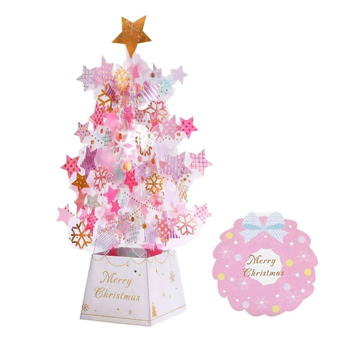 3D Christmas Tree Pop - Up Card - 6x6x24CM - Transparent Snowflake Sequins - Marry Christmas Greeting Card - DiyCraftsProject