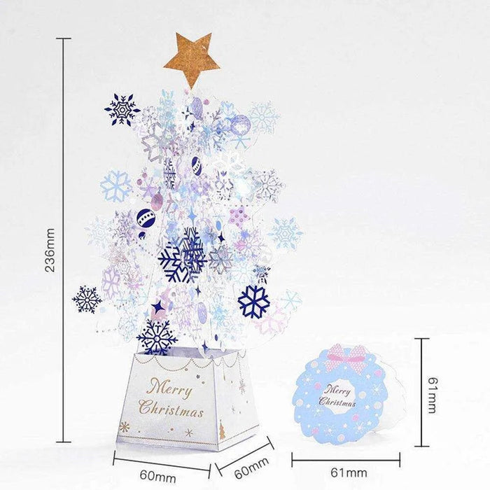 3D Christmas Tree Pop - Up Card - 6x6x24CM - Transparent Snowflake Sequins - Marry Christmas Greeting Card - DiyCraftsProject