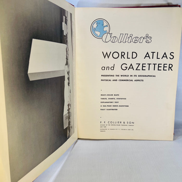 Collier's World Atlas and Gazetteer Presenting the World in its Physical and Commercial Aspects 1953 P.F. Collier & Son