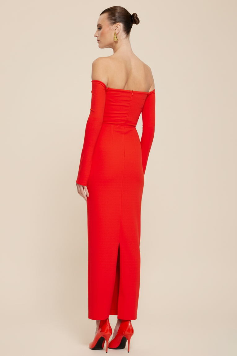 Kristie Midi Dress - Cherry Red