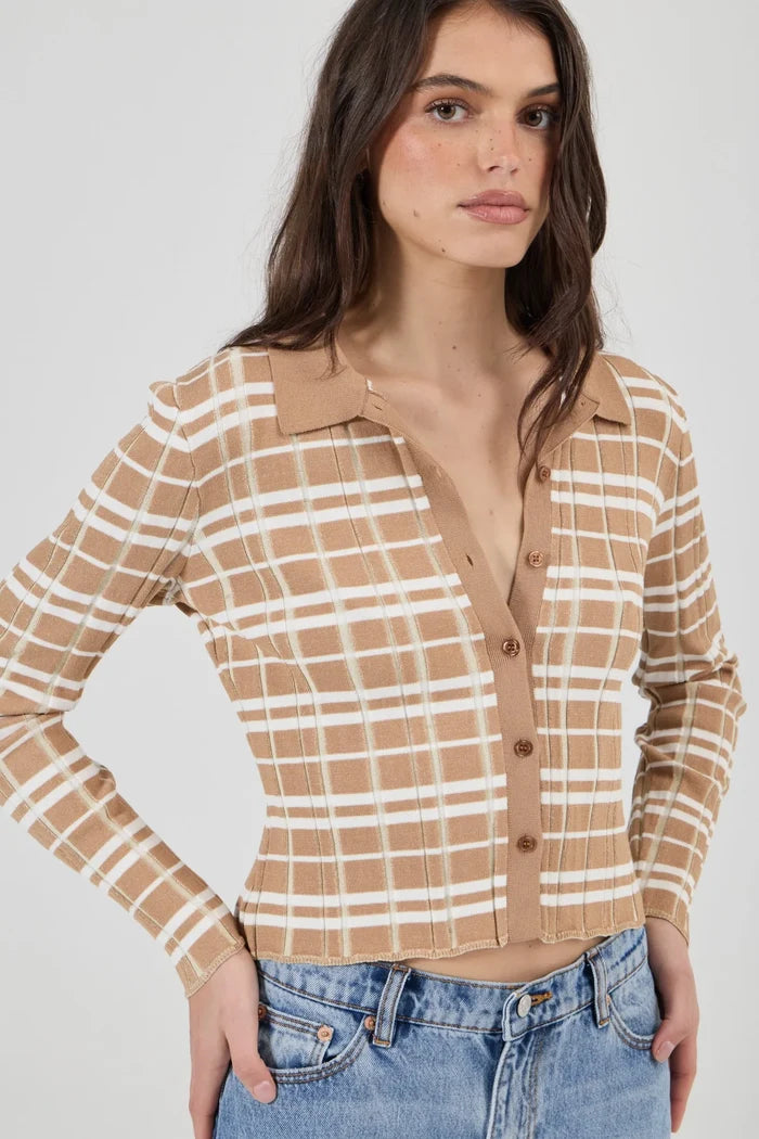 Daybreak Knit Top Check
