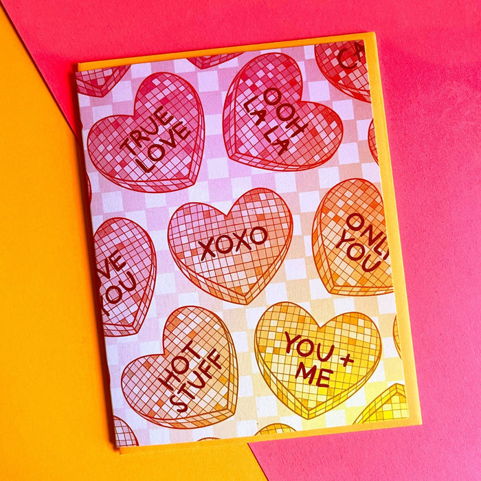 Disco Candy Hearts Card