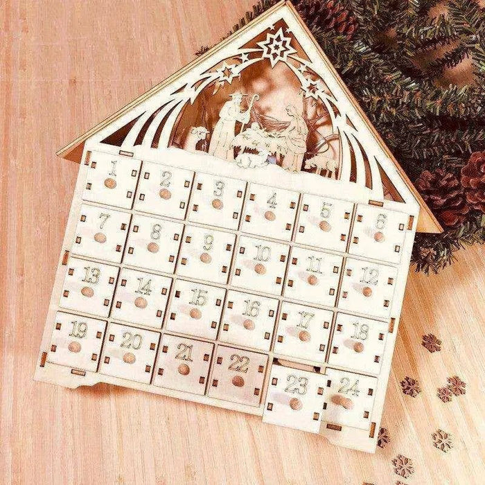 DIY Wooden Christmas Calendar Gift Box – Basswood, 38×30×5 cm