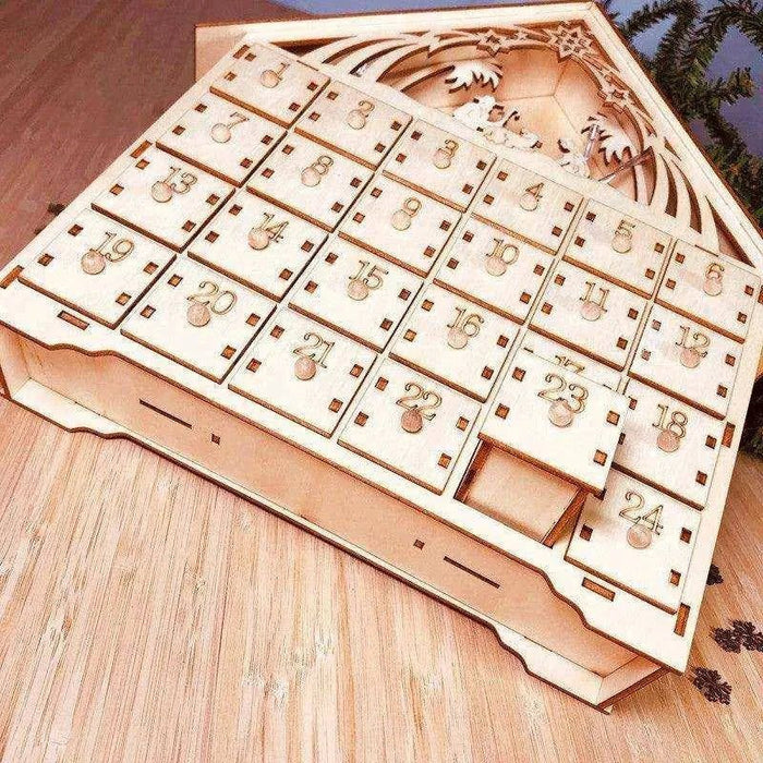 DIY Wooden Calendar Christmas Gift Box - 38x30x5cm, Basswood Material - DiyCraftsProject