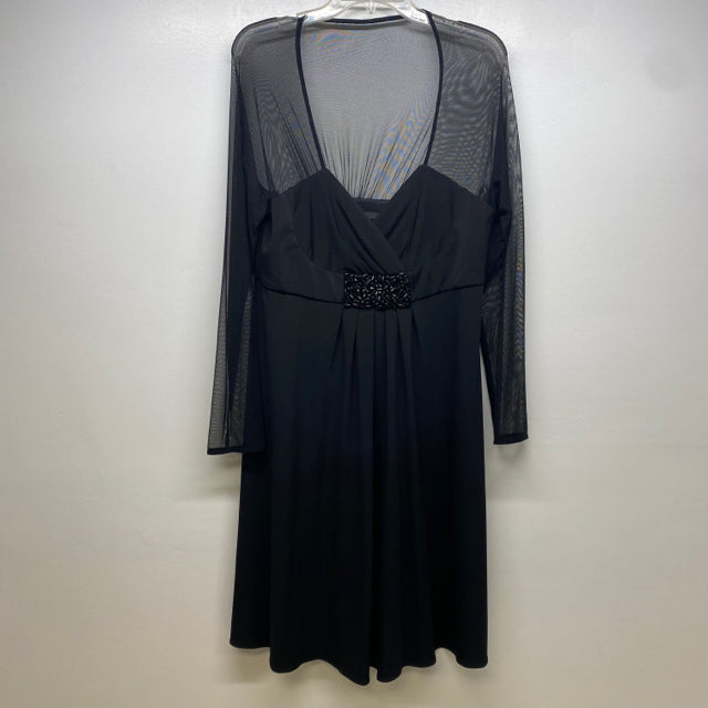 Donna Ricco Size 14-XL Women's Black Solid Long Sleeve Dress