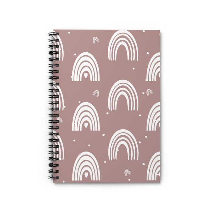 Dusty Rose Boho Rainbow Spiral Lined Notebook