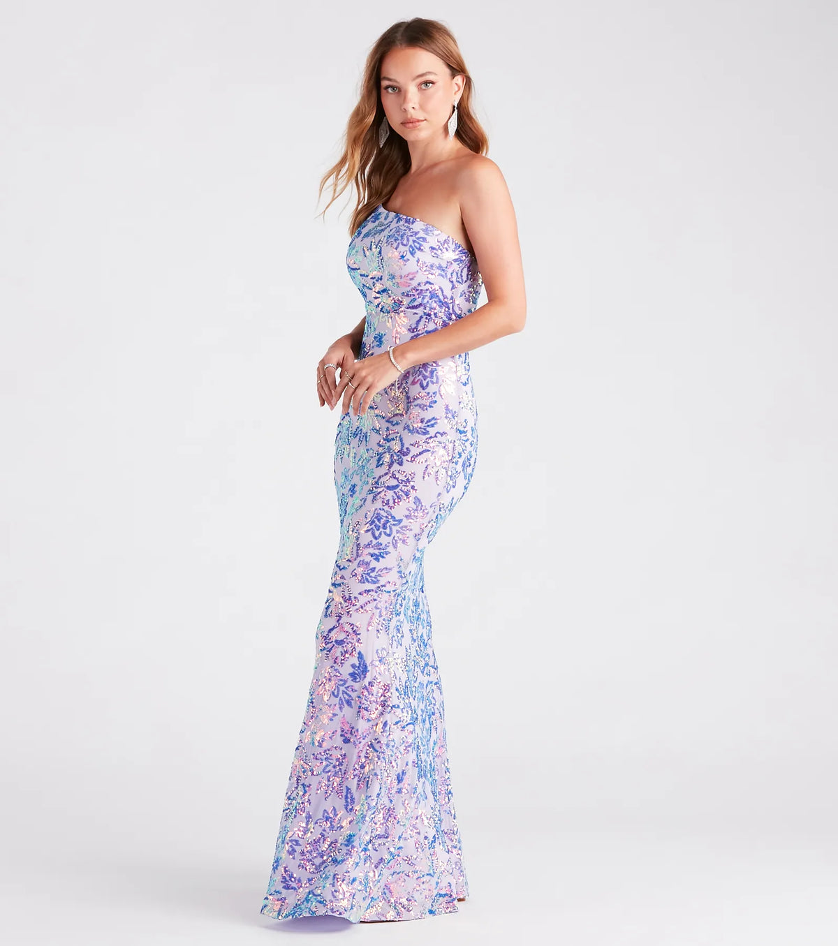 Meredith One-Shoulder Sequin Formal Dress
