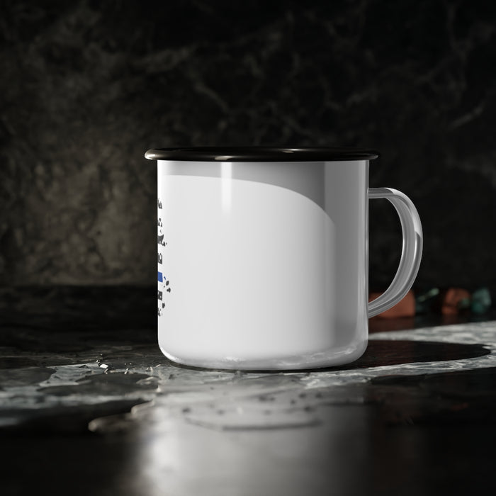Enamel Camp Cup 12oz - Thin Blue Line Distressed Flag
