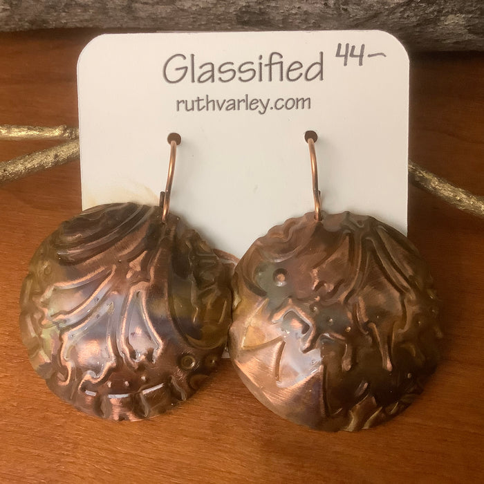 Flame Copper Deep Embossed Earrings