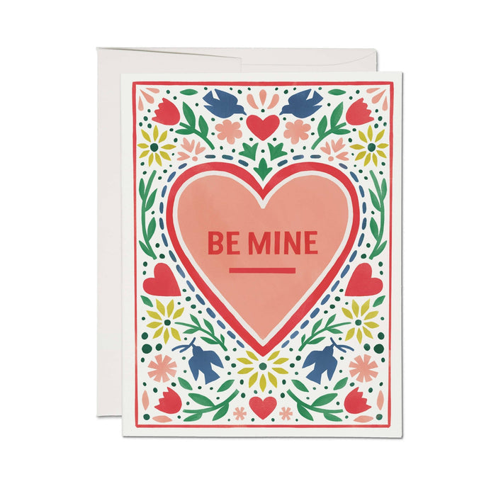 Folk Heart Valentine Greeting Card