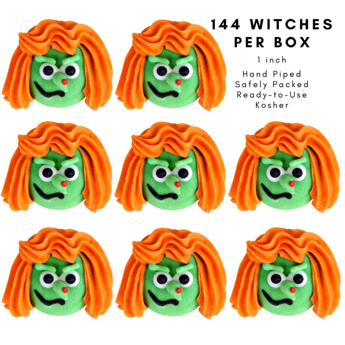 Friendly Green Witch Royal Icing Decorations (Bulk)