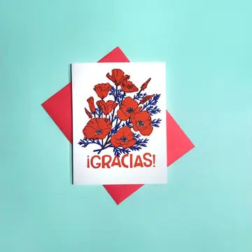 Gracias Poppies Risograph Card