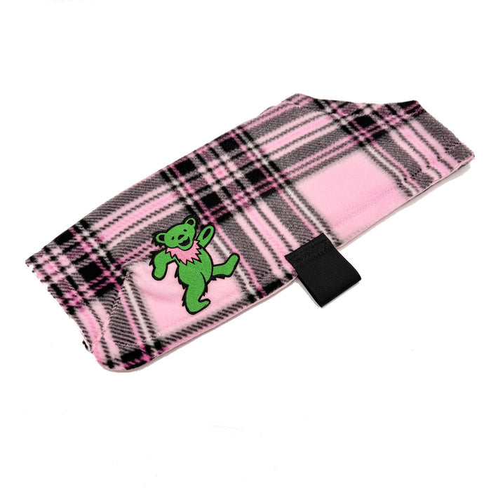 Grateful Dead Pink Plaid Fleece Dog Coat