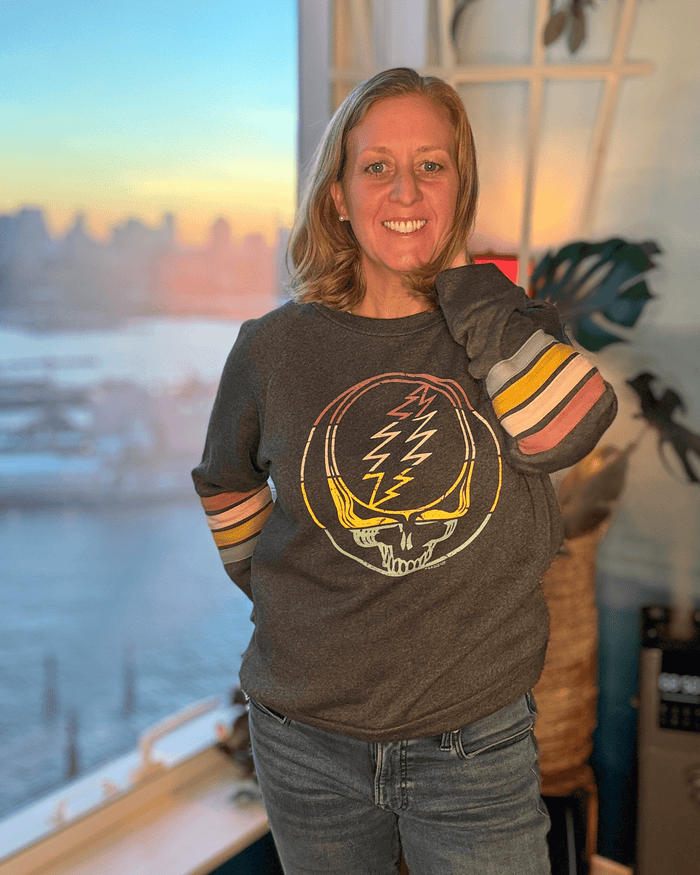 Grateful Dead Sunset Stealie Women's Striped Sweatshirt