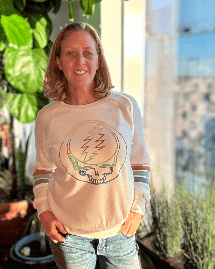 Grateful Dead Sunset Stealie Women's Striped Sweatshirt