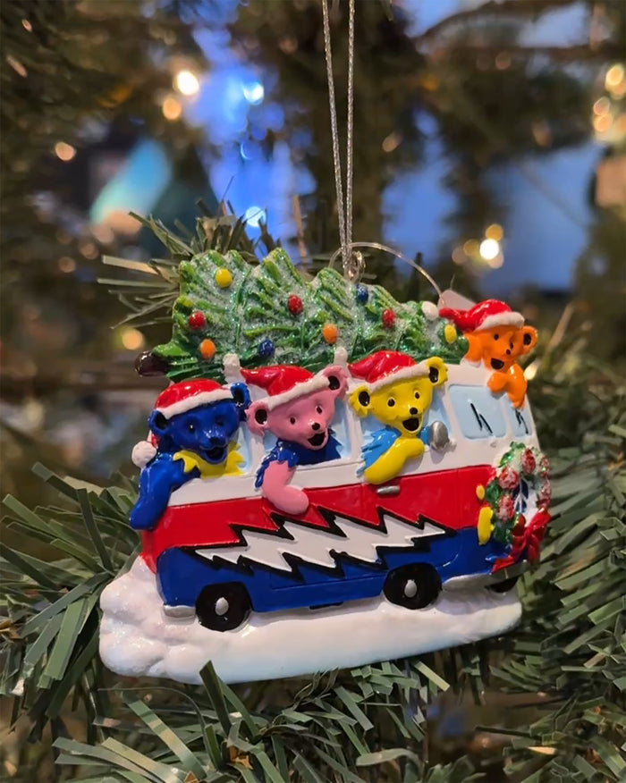 Grateful Dead Van with Christmas Tree and Bears Ornament
