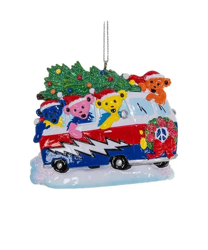 Grateful Dead Van with Christmas Tree and Bears Ornament
