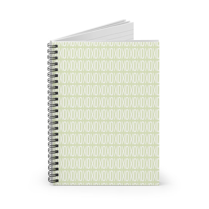 Green XOXO Spiral Lined Notebook