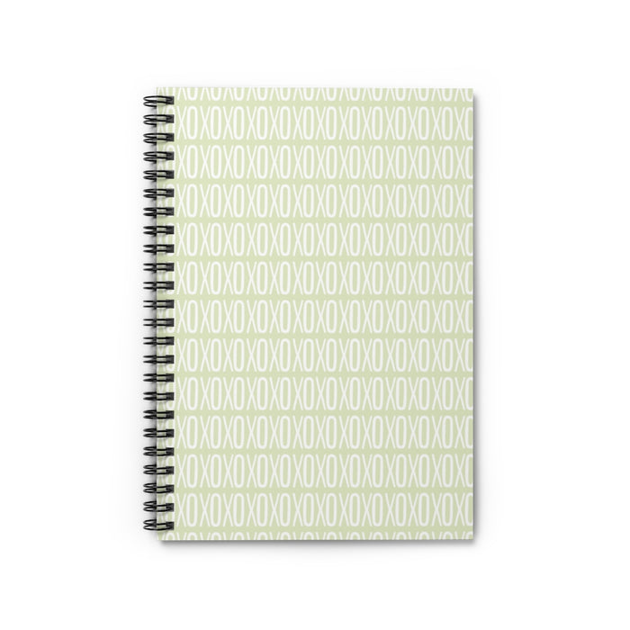 Green XOXO Spiral Lined Notebook