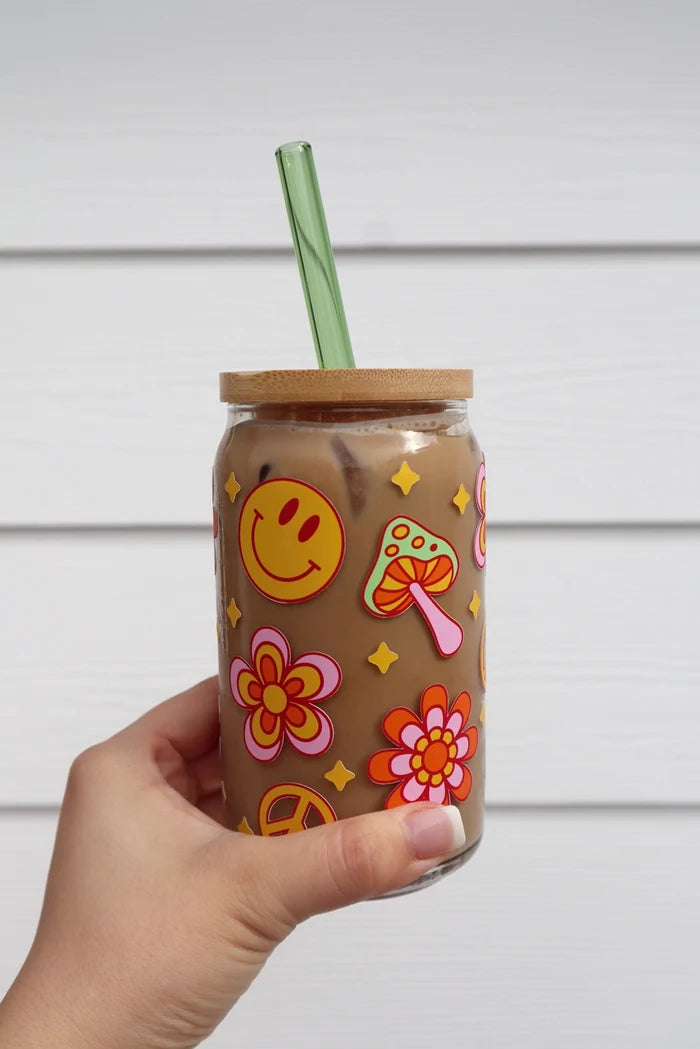 Groovy Flowers Coffee Glass Cup