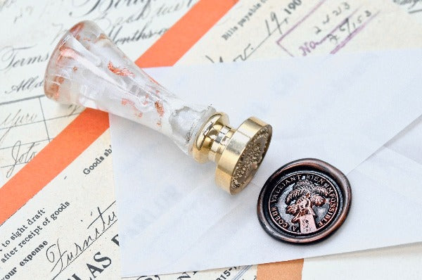 Hand Holding Plant Latin Motto Wax Seal Stamp | S - Backtozero B20 - antique, botanic, Botanical, courage, goal, hand, latin, latin motto, Plant, possible, Retro, root, Signature, signaturehandle