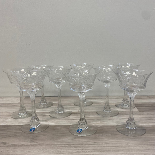 Heisey Clear Round Champagne-Sherbet Glasses - Set of 9