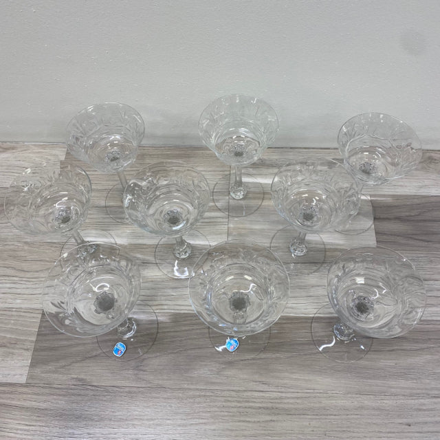 Heisey Clear Round Champagne-Sherbet Glasses - Set of 9